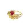 Gold Plated Sterling Silver 925 Octopus Ring With Red Enamel