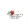 Sterling Silver 925 Octopus Ring With Red Enamel