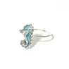 Sterling Silver 925 Seahorse Ring With Blue Enamel
