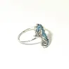 Sterling Silver 925 Seahorse Ring With Blue Enamel