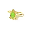 Gold Plated Sterling Silver 925 Sea Turtle Ring With Green Enamel