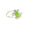 Sterling Silver 925 Sea Turtle Ring With Green Enamel