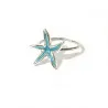 Sterling Silver 925 Starfish Ring With Blue Enamel