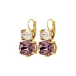 Επιχρυσωμένα σκουλαρίκια Dyrberg Kern Globule με champagne και violet κρύσταλλα