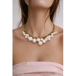 Κολιέ Dyrberg Kern Chanelia Statement Λευκές Πέρλες - MY KOSMIMA