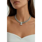 Κολιέ Dyrberg Kern Holl Αλυσίδα Διπλό Λευκό Κρύσταλλο - MY KOSMIMA