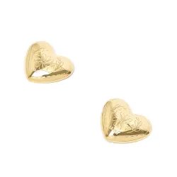 Liu Jo Gold-Plated Heart Stud Earrings with Floral Engraving - MY KOSMIMA