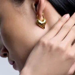 Liu Jo Gold-Plated Hoop Earrings with Puffy Heart Charms - MY KOSMIMA