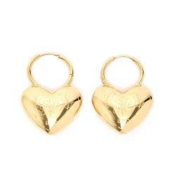 Liu Jo Gold-Plated Heart Hoop Earrings with Floral Engraving - MY KOSMIMA