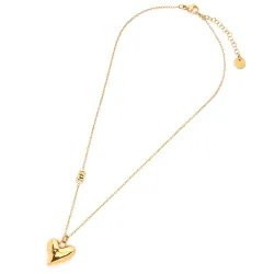 Liu Jo Gold-Plated Necklace with Logo Links and Puffy Heart Pendant - MY KOSMIMA