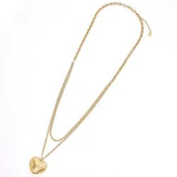 Liu Jo Gold-Plated Double-Chain Necklace with Floral Heart Pendant - MY KOSMIMA