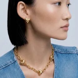 Liu Jo Gold-Plated Chunky Statement Necklace with Multiple Puffy Hearts - MY KOSMIMA