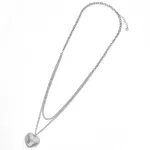 Liu Jo Silver-Finish Double-Chain Necklace with Floral Heart Pendant - MY KOSMIMA