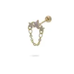 Μονό Σκουλαρίκι Piercing Nabila με Αστέρια και Αλυσίδα από επιχρυσωμένο ατσάλι