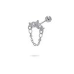 Μονό Σκουλαρίκι Piercing Nabila με Αστέρια και Αλυσίδα από ανοξείδωτο ατσάλι – Ασημί