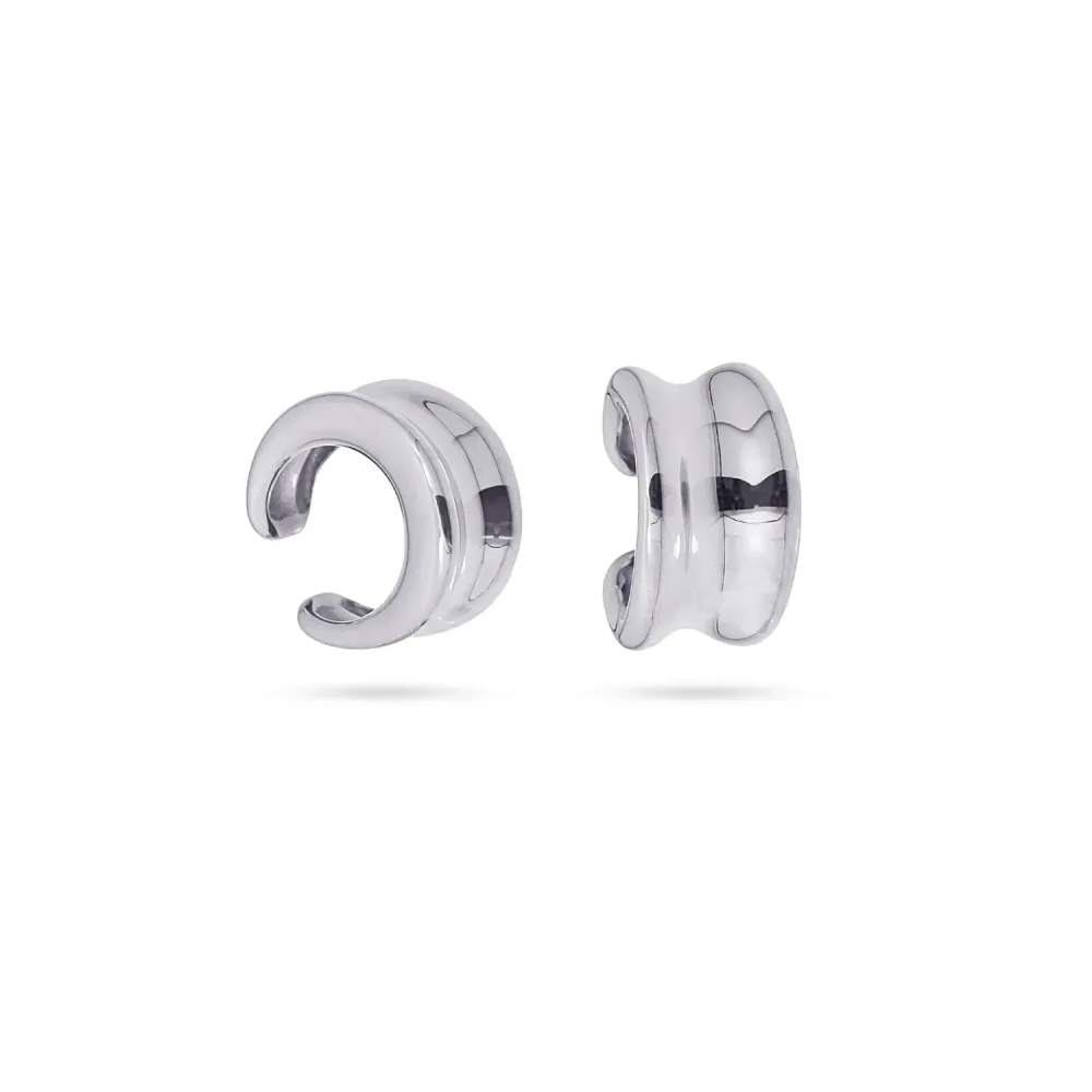 Σκουλαρίκια Ear Cuff με Διπλή Καμπύλη από ανοξείδωτο ατσάλι – Ασημί