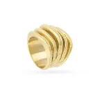 Essentials Golden Volume Lines Ring in gold-plated stainless steel | MY KOSMIMA