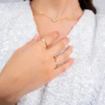 Alma Chevron Gold-Plated Copper Pearl Ring | MY KOSMIMA