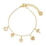 Flower and Charm Chain Bracelet in gold-plated stainless steel