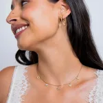 Flower, Leaf and Mushroom Charm Necklace in gold-plated stainless steel