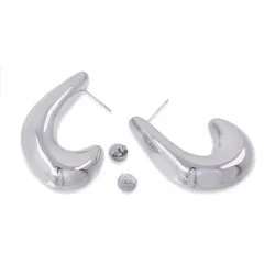 Organic Curve Earrings in stainless steel – Silver