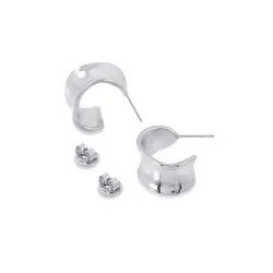 Textured Open Hoop Earrings in stainless steel – Silver