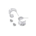 Textured Open Hoop Earrings in stainless steel – Silver