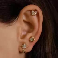 Delusion Single Star Zirconia Piercing in gold-plated stainless steel | MY KOSMIMA