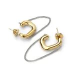 Hoop Earrings with Two-Tone Chain in gold-plated stainless steel | MY KOSMIMA