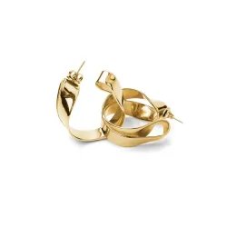 Double-Curve Chunky Hoop Earrings in gold-plated stainless steel | MY KOSMIMA