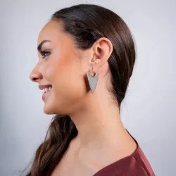 Two-Tone Geometric Hoops with Triangular Points in stainless steel – Silver | MY KOSMIMA
