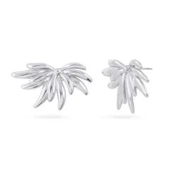 Essentials Long Feather-Effect Earrings in stainless steel – Silver | MY KOSMIMA
