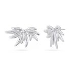 Essentials Long Feather-Effect Earrings in stainless steel – Silver | MY KOSMIMA
