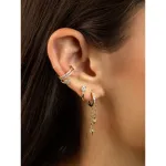 Hoop Earring with Two Hanging Stars in gold-plated stainless steel
