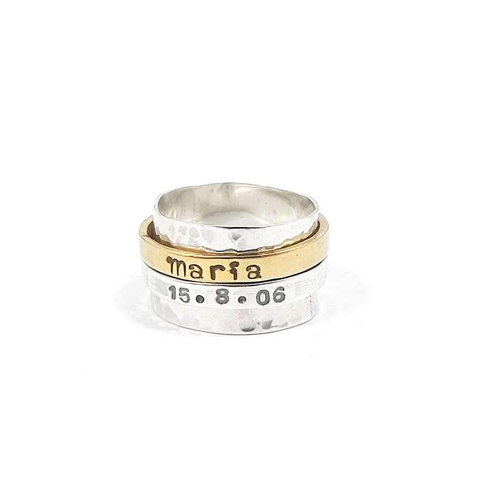 Spinner ring with name and date Spinner ring with name and date