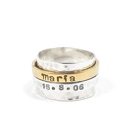 Spinner ring with name and date