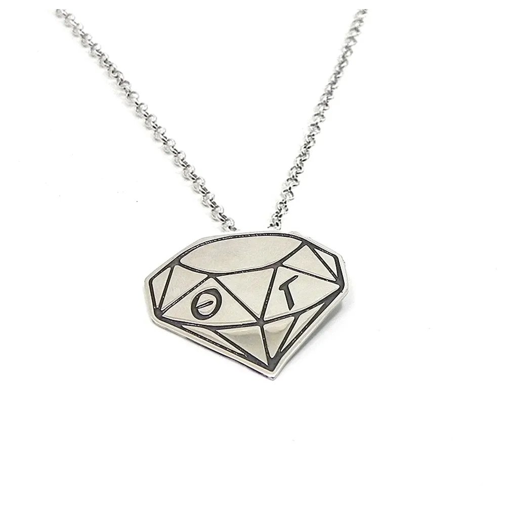 Silver necklace with 2 monograms in a ring Silver necklace with 2 monograms in a ring