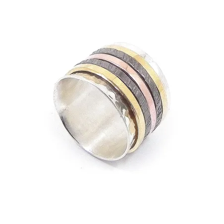 Silver ring with 5 spinners