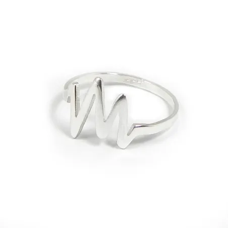 Silver ring engraved with your personal heartbeat