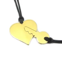 Double heart necklace with key in silver