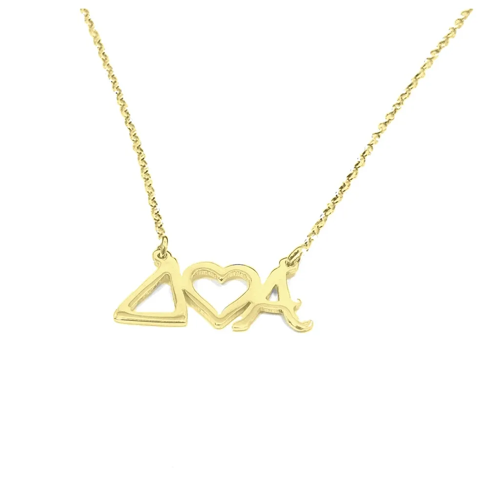 Sterling silver necklace with monograms and heart platinum plated