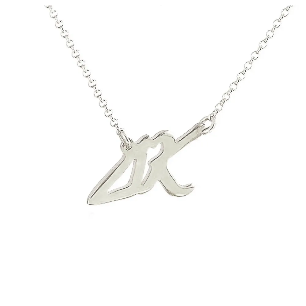 Sterling silver necklace with monograms and heart platinum plated
