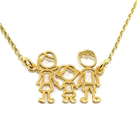 Necklace with your family figures on platinum or gold plated silver