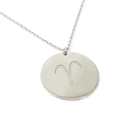 Silver engraved Aries necklace