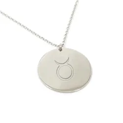Silver engraved Taurus necklace