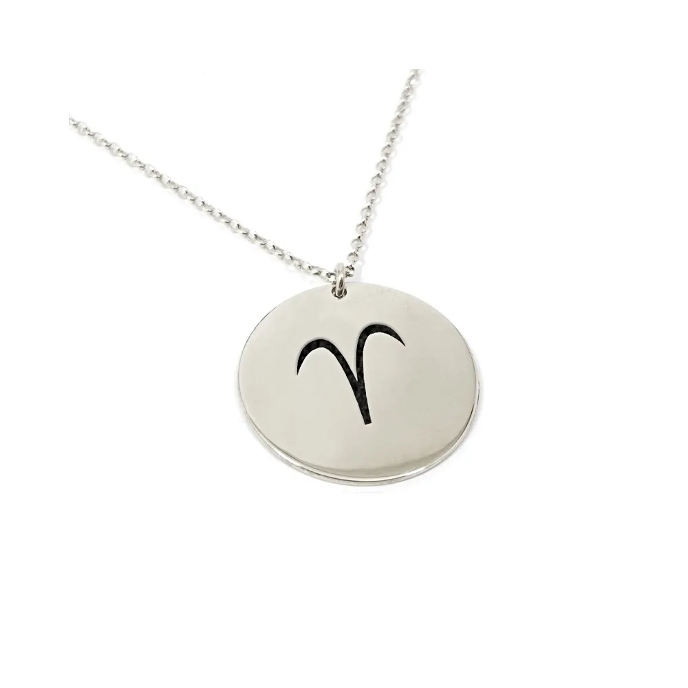 Silver engraved Aries necklace Silver engraved Aries necklace