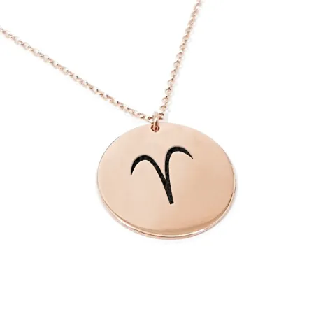 Rose gold plated Aries necklace on silver 925
