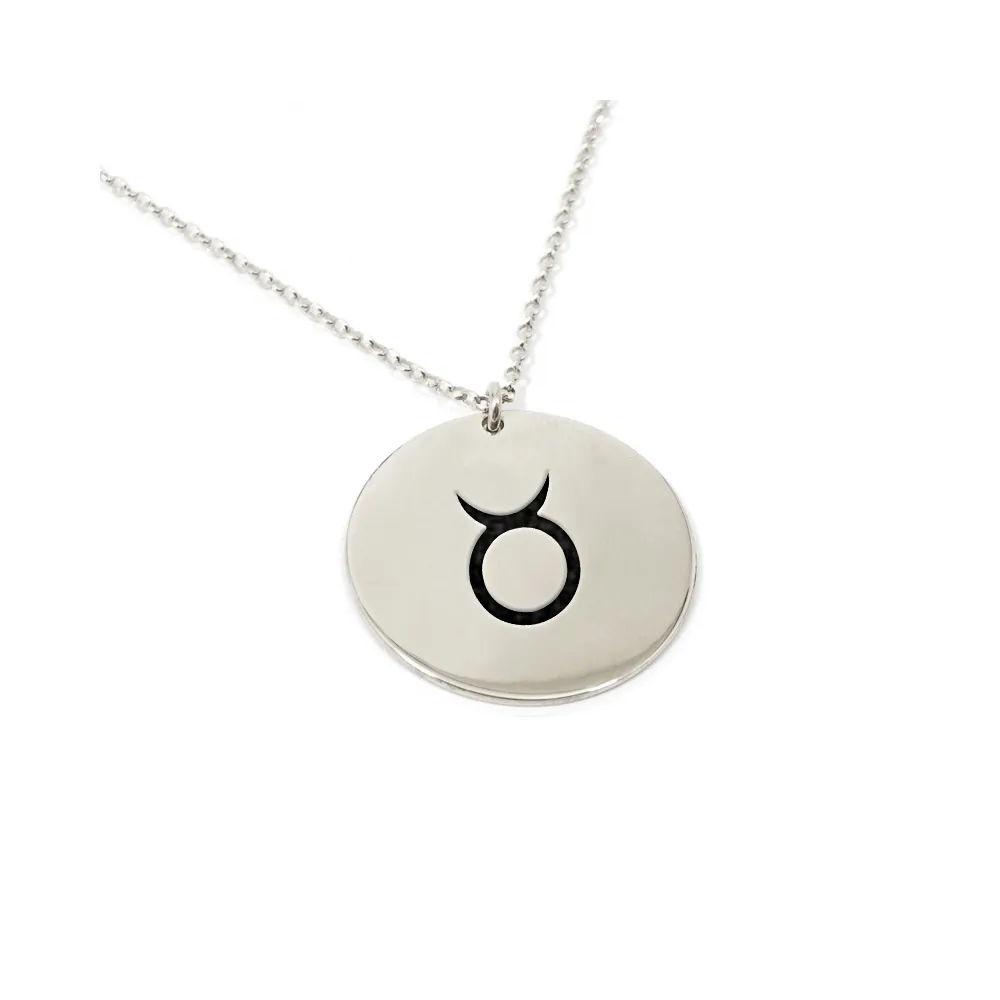 Silver engraved Taurus necklace Silver engraved Taurus necklace