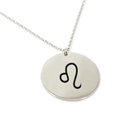 Silver engraved Leo necklace