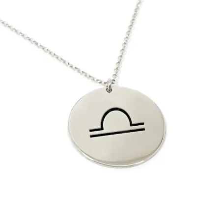 Silver engraved Libra necklace